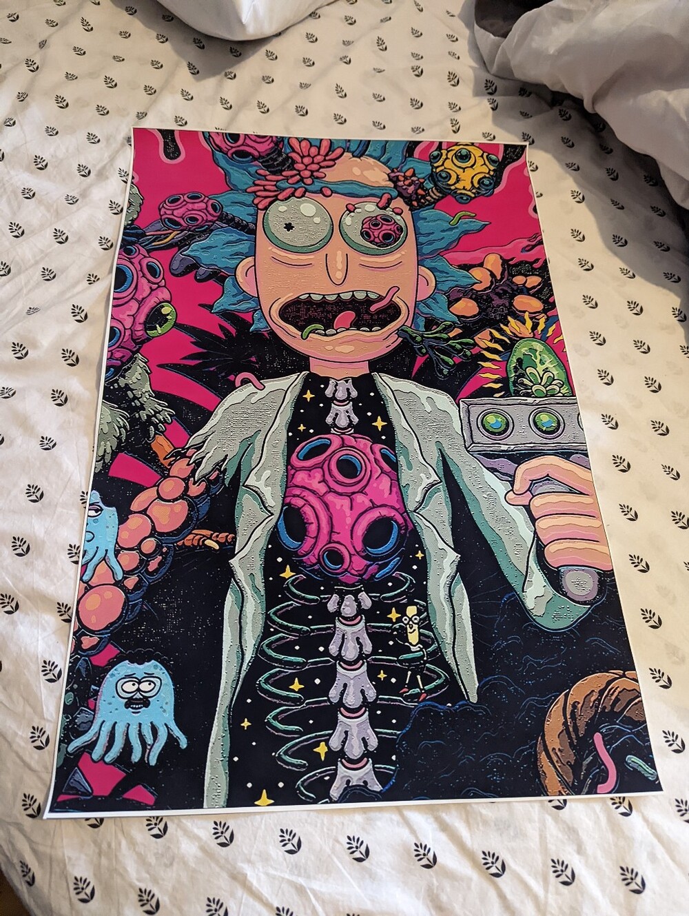 Rick Psychedelic Pink & Blue Sci-Fi Art Poster - Home Art